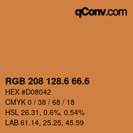 カラーコード: RGB 208 128.6 66.6 | qconv.com