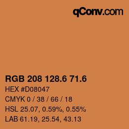カラーコード: RGB 208 128.6 71.6 | qconv.com