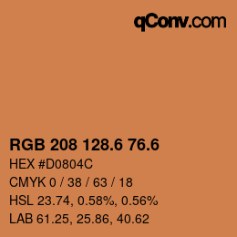カラーコード: RGB 208 128.6 76.6 | qconv.com