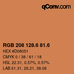 カラーコード: RGB 208 128.6 81.6 | qconv.com