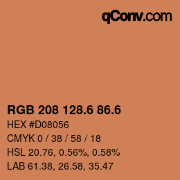 カラーコード: RGB 208 128.6 86.6 | qconv.com