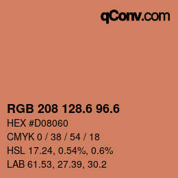 カラーコード: RGB 208 128.6 96.6 | qconv.com