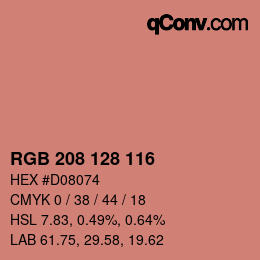 カラーコード: RGB 208 128 116 | qconv.com