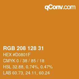Color code: RGB 208 128 31 | qconv.com