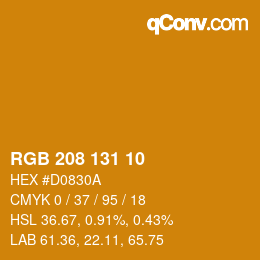 Color code: RGB 208 131 10 | qconv.com