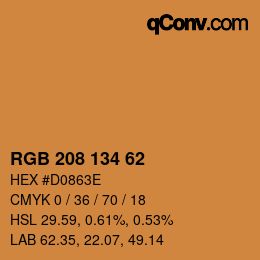 Color code: RGB 208 134 62 | qconv.com