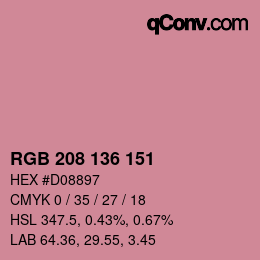 Color code: RGB 208 136 151 | qconv.com