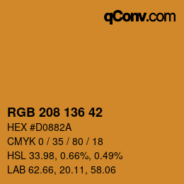 Color code: RGB 208 136 42 | qconv.com