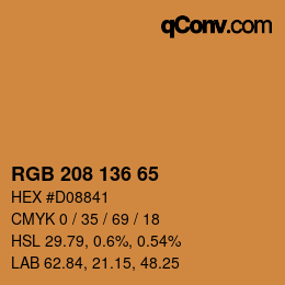 カラーコード: RGB 208 136 65 | qconv.com