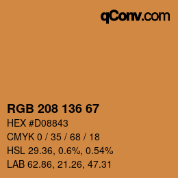 Color code: RGB 208 136 67 | qconv.com