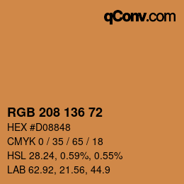 Color code: RGB 208 136 72 | qconv.com