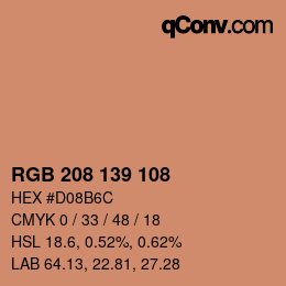 Color code: RGB 208 139 108 | qconv.com