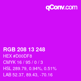 Color code: RGB 208 13 248 | qconv.com