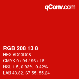 Color code: RGB 208 13 8 | qconv.com