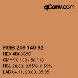 カラーコード: RGB 208 140 92 | qconv.com
