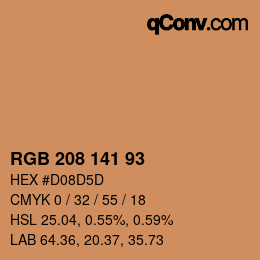 Color code: RGB 208 141 93 | qconv.com