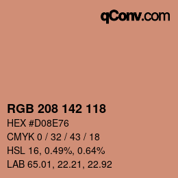 カラーコード: RGB 208 142 118 | qconv.com