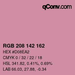 Color code: RGB 208 142 162 | qconv.com