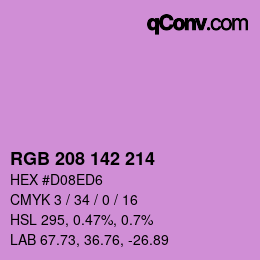 Color code: RGB 208 142 214 | qconv.com