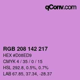 Color code: RGB 208 142 217 | qconv.com
