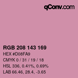 カラーコード: RGB 208 143 169 | qconv.com