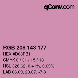 カラーコード: RGB 208 143 177 | qconv.com