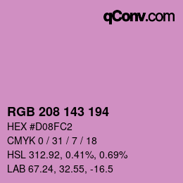 カラーコード: RGB 208 143 194 | qconv.com