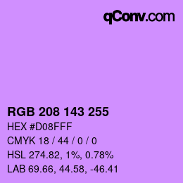 Color code: RGB 208 143 255 | qconv.com