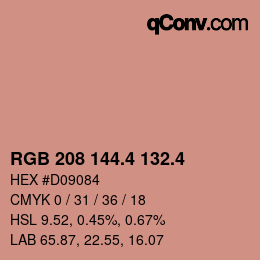 カラーコード: RGB 208 144.4 132.4 | qconv.com