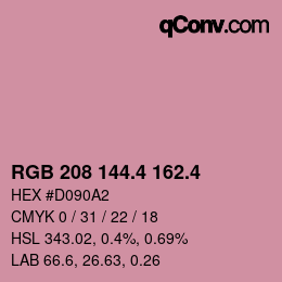 カラーコード: RGB 208 144.4 162.4 | qconv.com