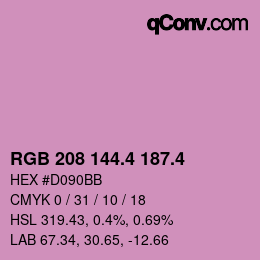 カラーコード: RGB 208 144.4 187.4 | qconv.com