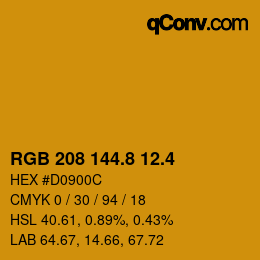 カラーコード: RGB 208 144.8 12.4 | qconv.com
