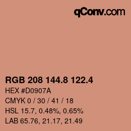 カラーコード: RGB 208 144.8 122.4 | qconv.com
