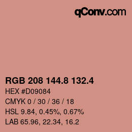 カラーコード: RGB 208 144.8 132.4 | qconv.com