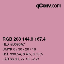 カラーコード: RGB 208 144.8 167.4 | qconv.com