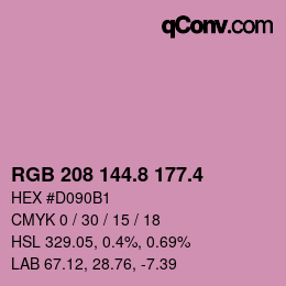 カラーコード: RGB 208 144.8 177.4 | qconv.com