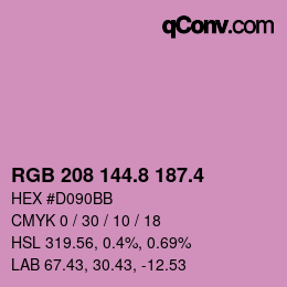 カラーコード: RGB 208 144.8 187.4 | qconv.com