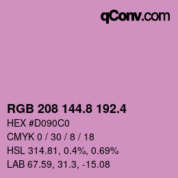 カラーコード: RGB 208 144.8 192.4 | qconv.com