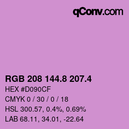 カラーコード: RGB 208 144.8 207.4 | qconv.com
