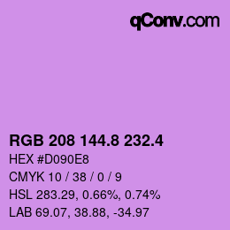 カラーコード: RGB 208 144.8 232.4 | qconv.com