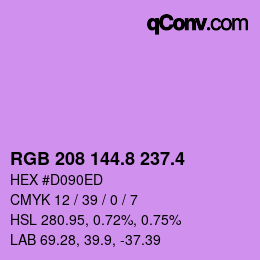 カラーコード: RGB 208 144.8 237.4 | qconv.com