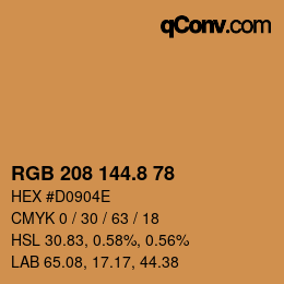 カラーコード: RGB 208 144.8 78 | qconv.com