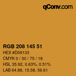 Color code: RGB 208 145 51 | qconv.com