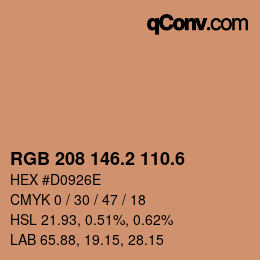 カラーコード: RGB 208 146.2 110.6 | qconv.com