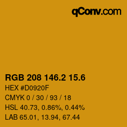 カラーコード: RGB 208 146.2 15.6 | qconv.com