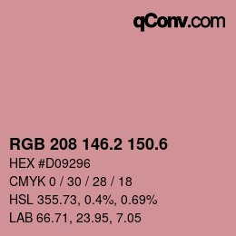 カラーコード: RGB 208 146.2 150.6 | qconv.com