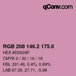 カラーコード: RGB 208 146.2 175.6 | qconv.com