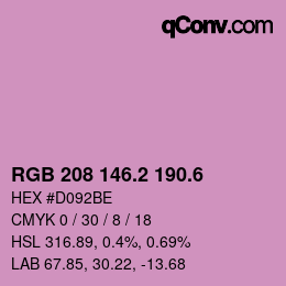 カラーコード: RGB 208 146.2 190.6 | qconv.com