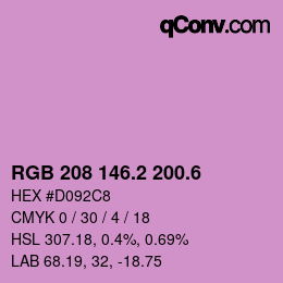 カラーコード: RGB 208 146.2 200.6 | qconv.com
