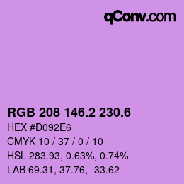 カラーコード: RGB 208 146.2 230.6 | qconv.com
